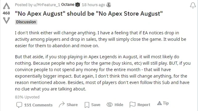 Gamers Apex Legends Lakukan Protes Dengan 'No Apex August"